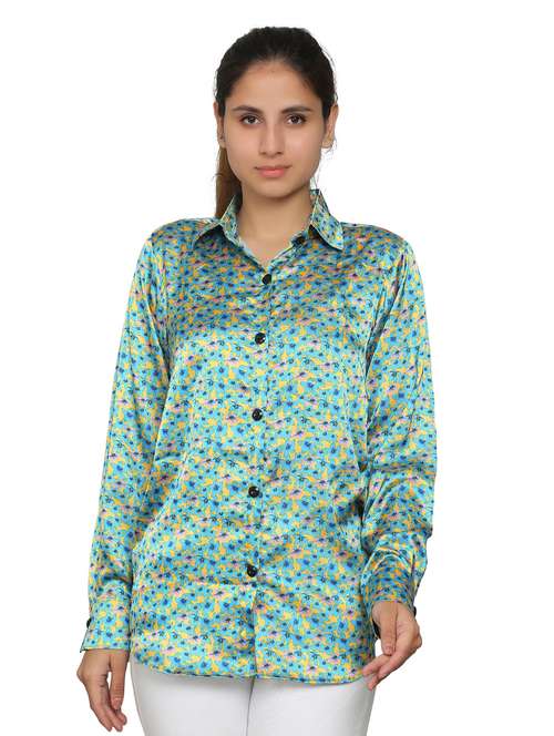 blue satin regular shirt - 19938164 - Standard Image - 0