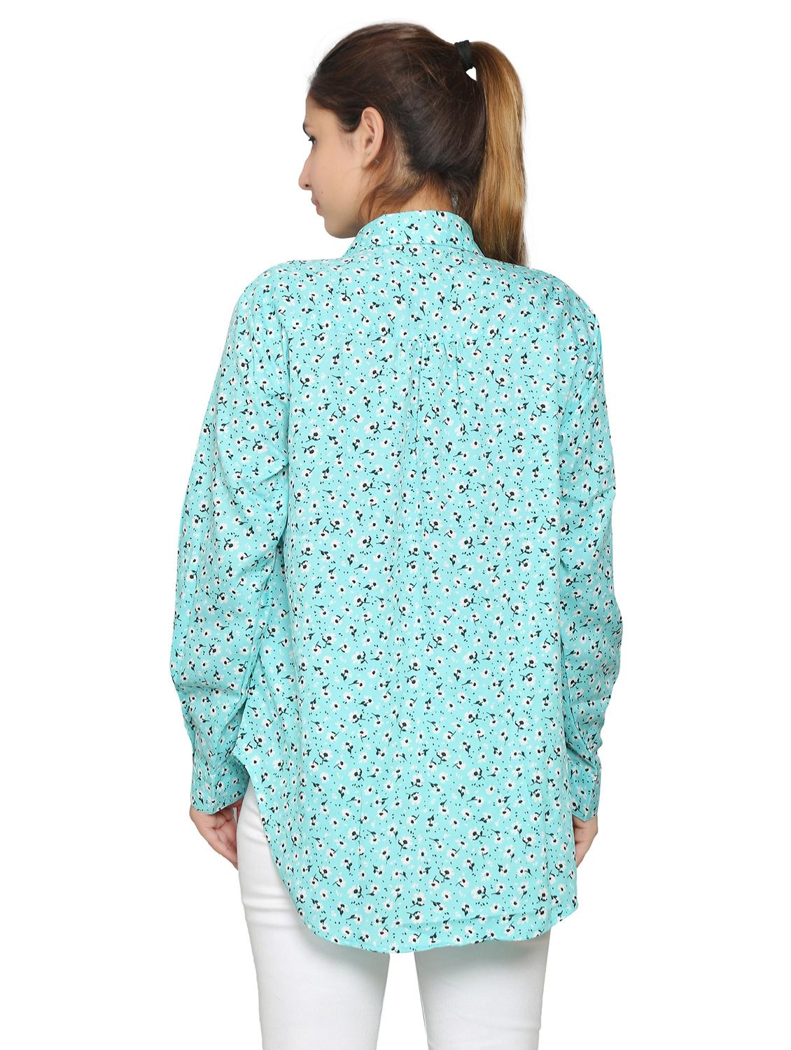 turquoise crepe regular shirt - 19938168 - Standard Image - 3