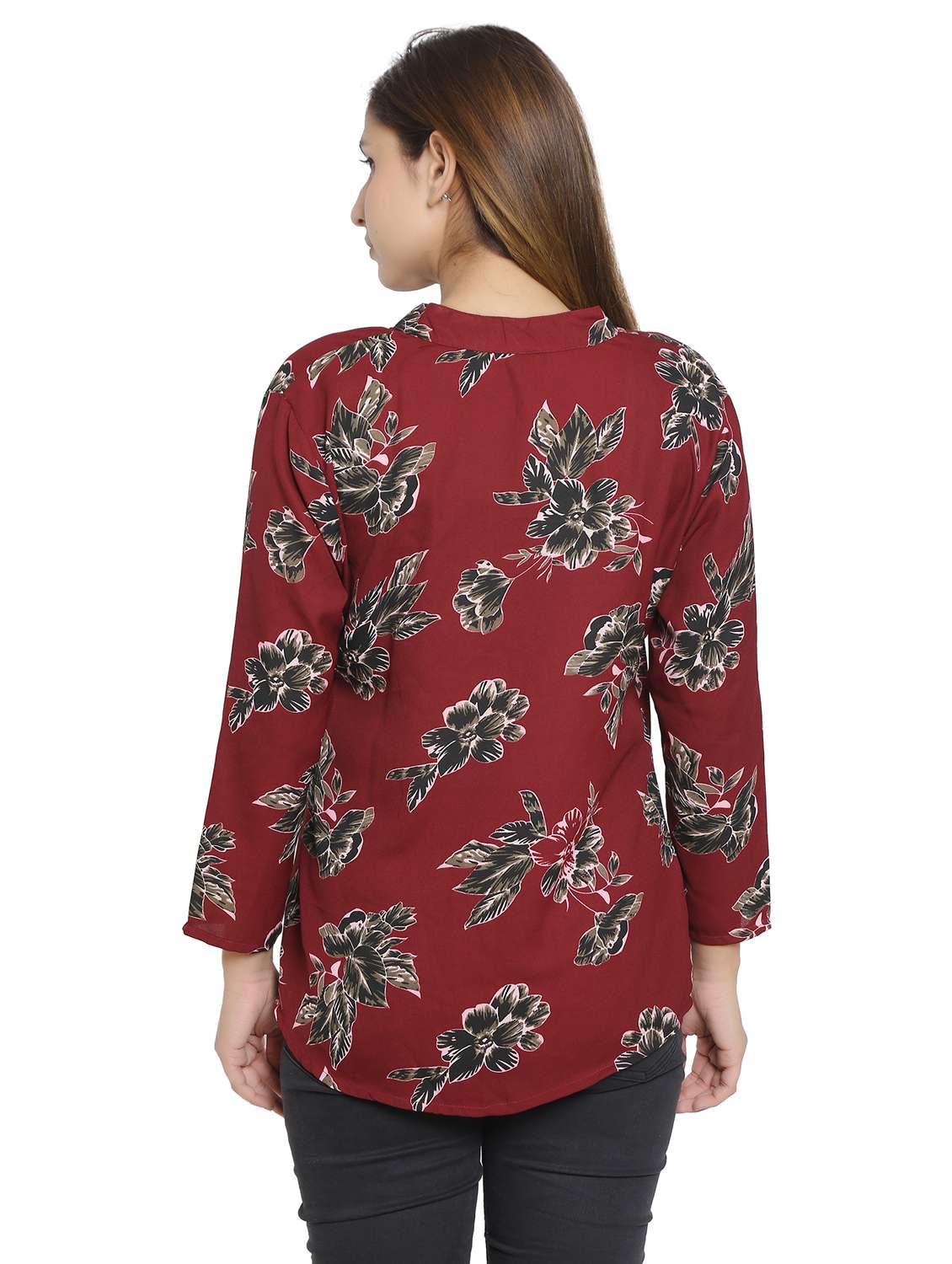 maroon crepe regular shirt - 19938173 -  Standard Image - 3