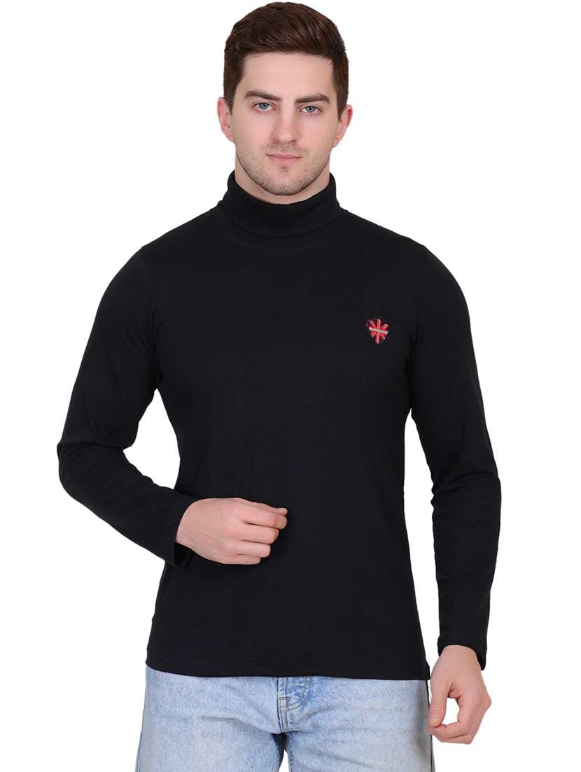 turtle neck solid regular t-shirt