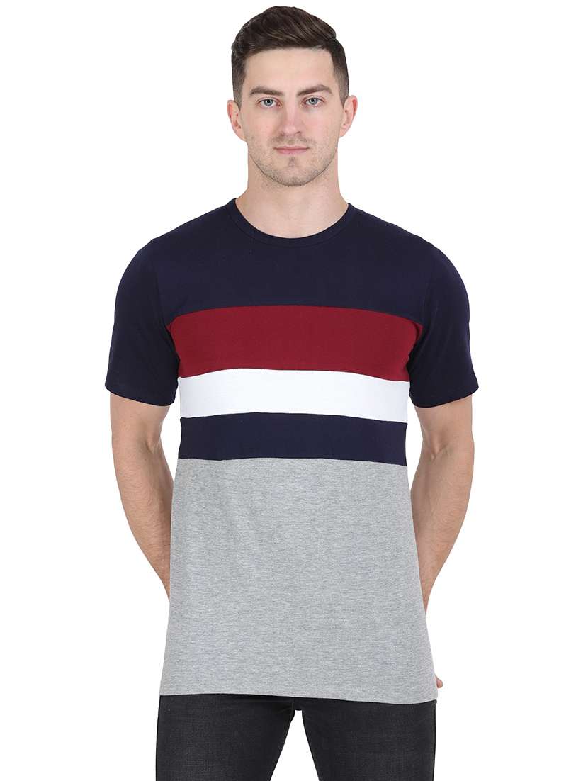 round neck color block regular t-shirt