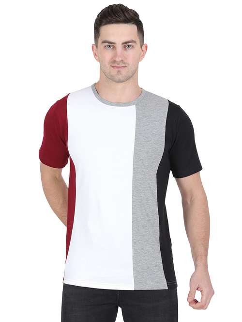 round neck color block regular t-shirt - 19938417 -  Standard Image - 0