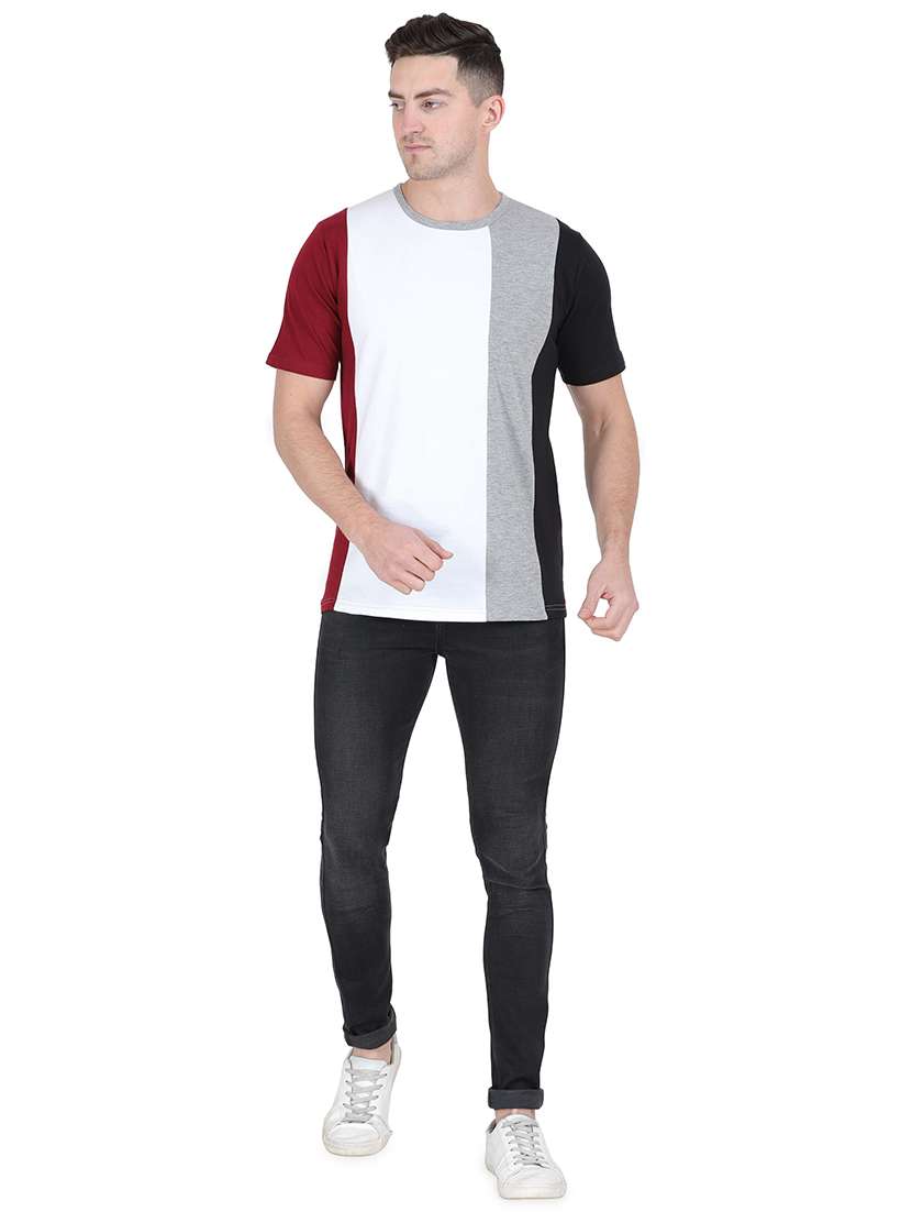 round neck color block regular t-shirt - 19938417 -  Standard Image - 3