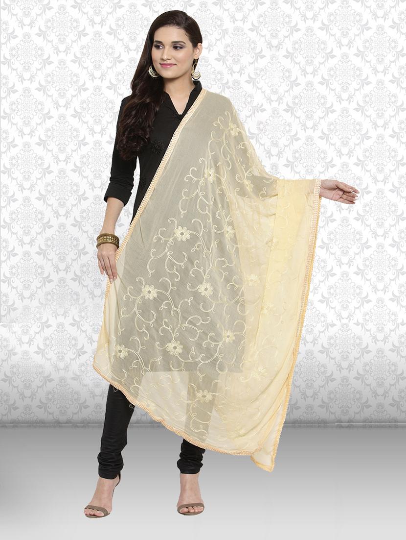 cream embroidered dupatta - 19938518 -  Zoom Image - 0