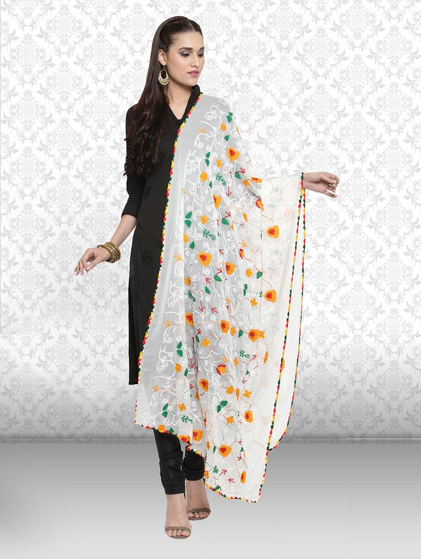 white nazneen dupatta - 19938521 - Zoom Image - 0