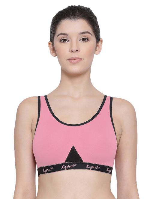 pink cotton blend sports bra - 19938848 -  Standard Image - 0