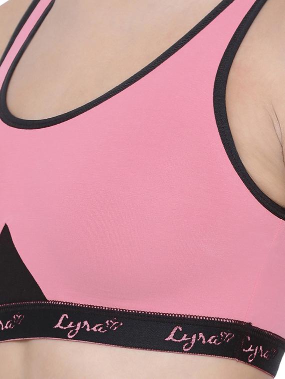 pink cotton blend sports bra - 19938848 - Standard Image - 3