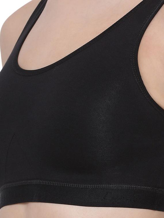 black cotton blend sports bra - 19938850 - Standard Image - 3