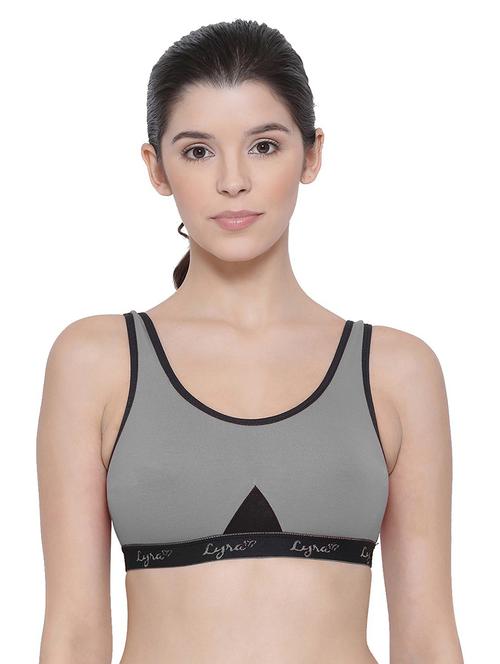 grey cotton blend sports bra - 19938852 -  Standard Image - 0