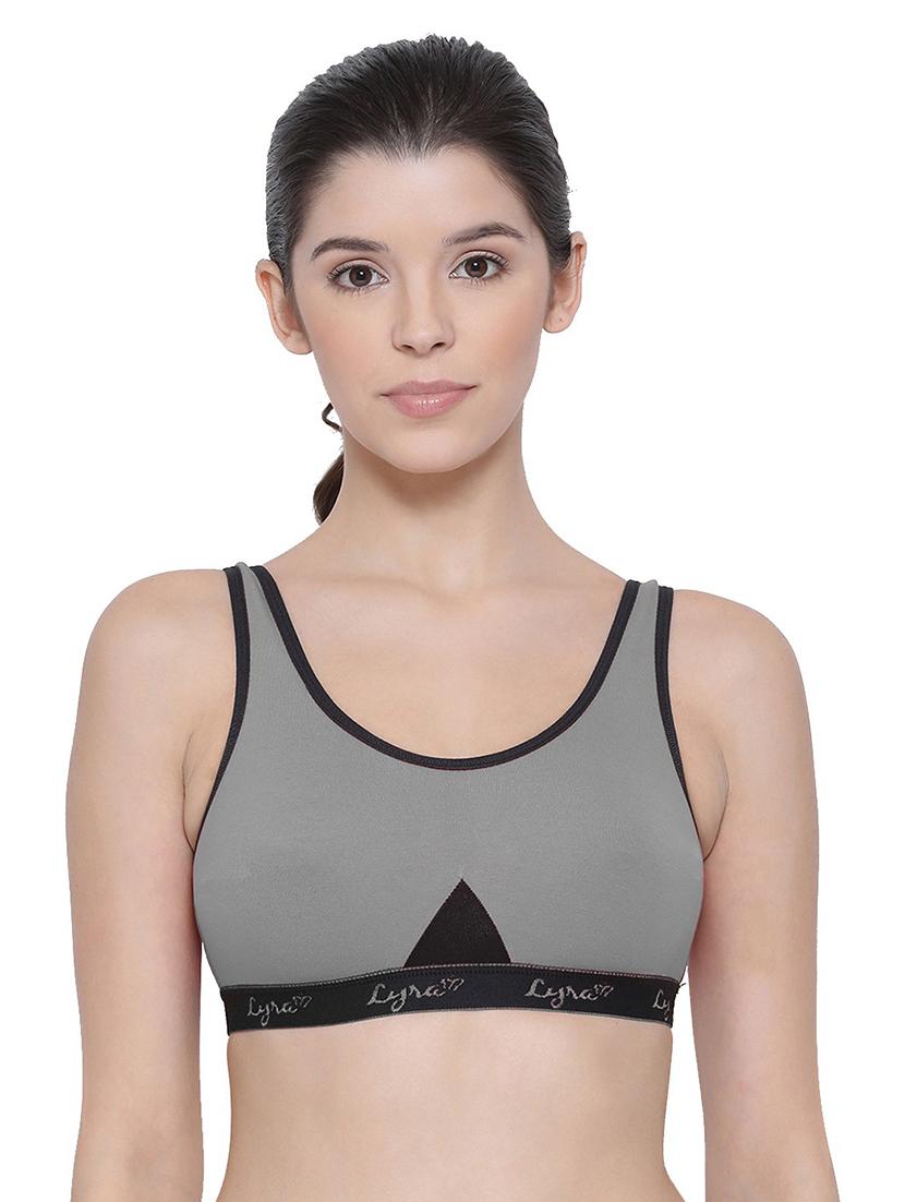 grey cotton blend sports bra - 19938852 -  Zoom Image - 0