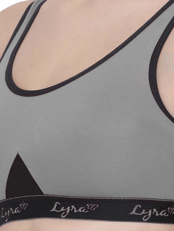 grey cotton blend sports bra - 19938852 - Standard Image - 3