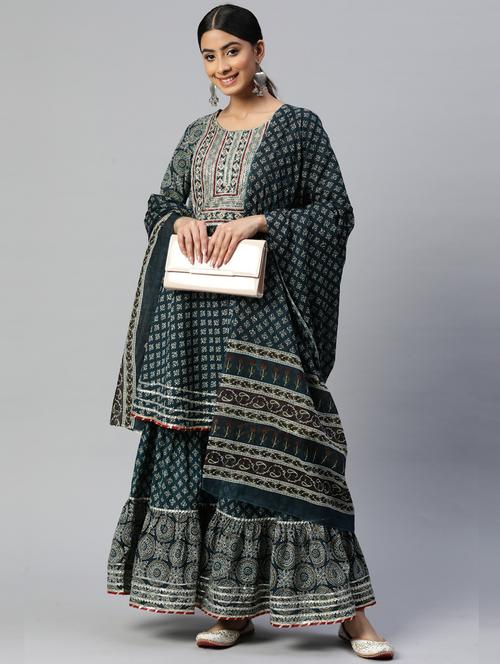 embroidered kurta sharara set - 19942717 -  Standard Image - 0