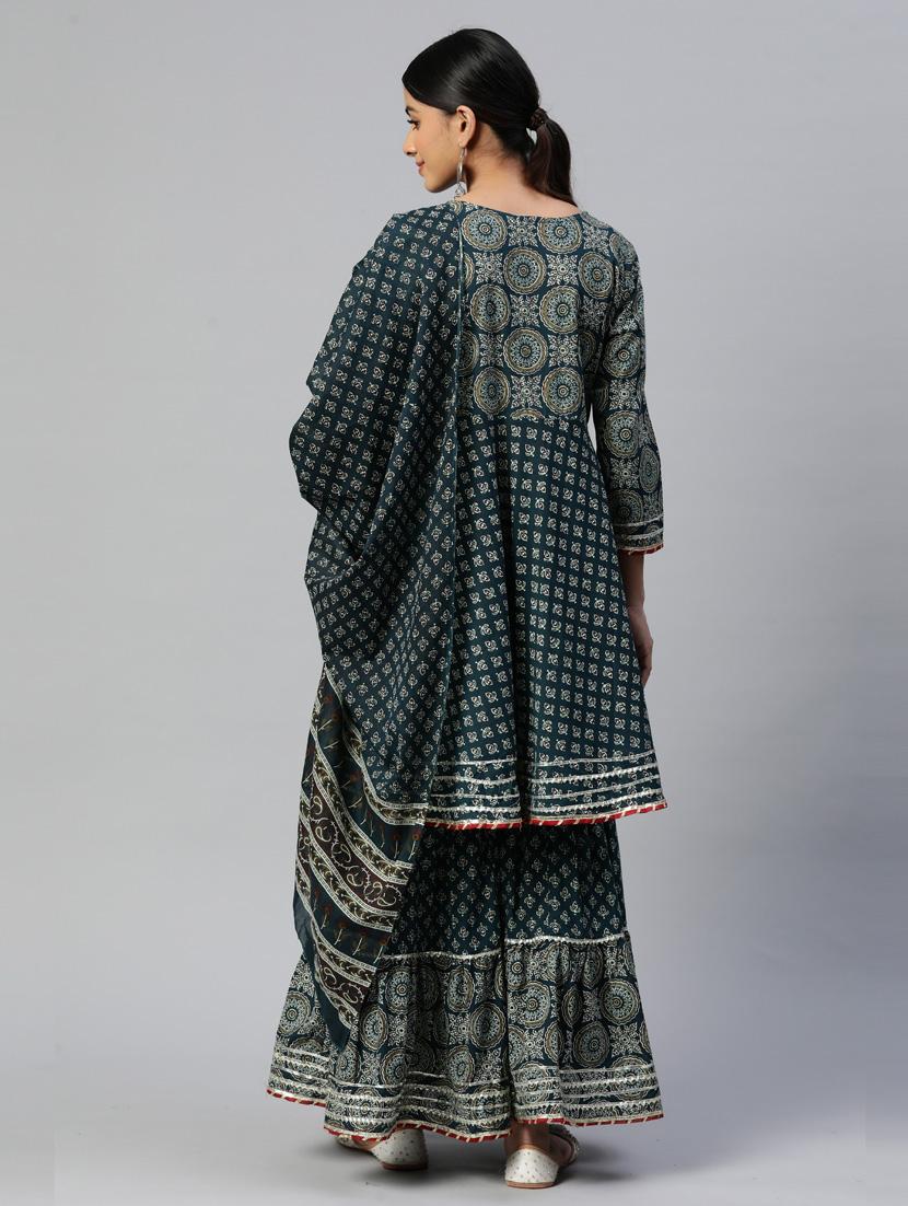 embroidered kurta sharara set - 19942717 - Standard Image - 3