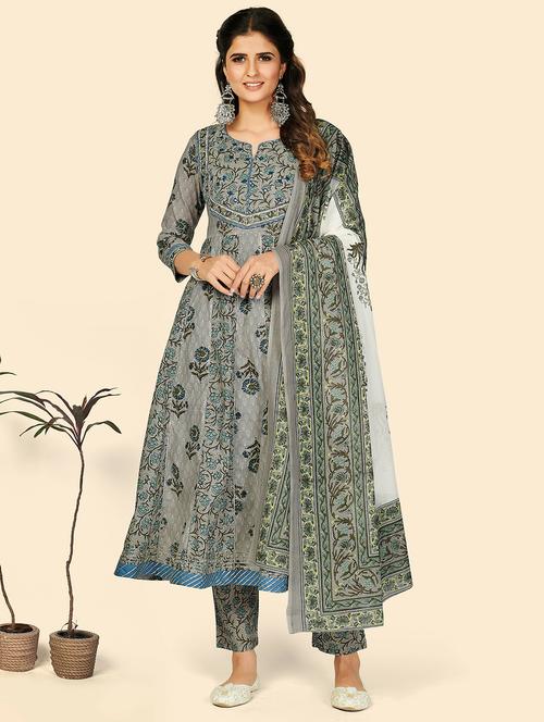 printed kurta dupatta set - 19942848 -  Standard Image - 0