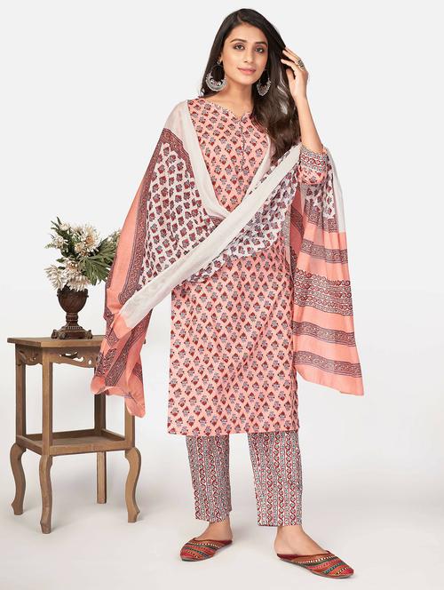 printed kurta dupatta set - 19942949 -  Standard Image - 0