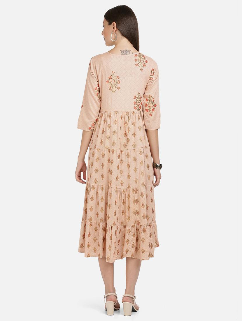 printed viscose tiered kurta - 19943002 - Standard Image - 3