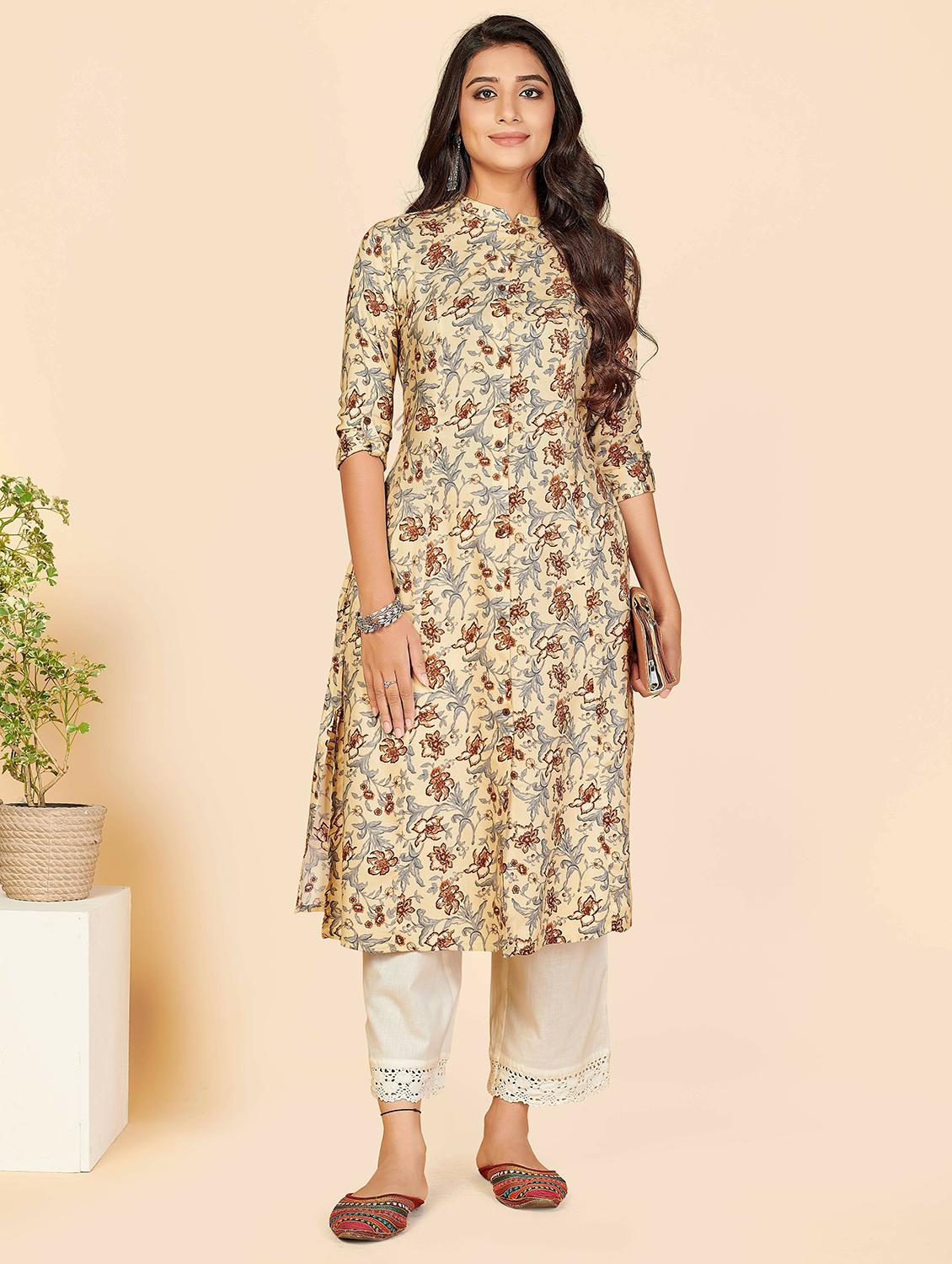 printed viscose straight kurta - 19943367 - Zoom Image - 0