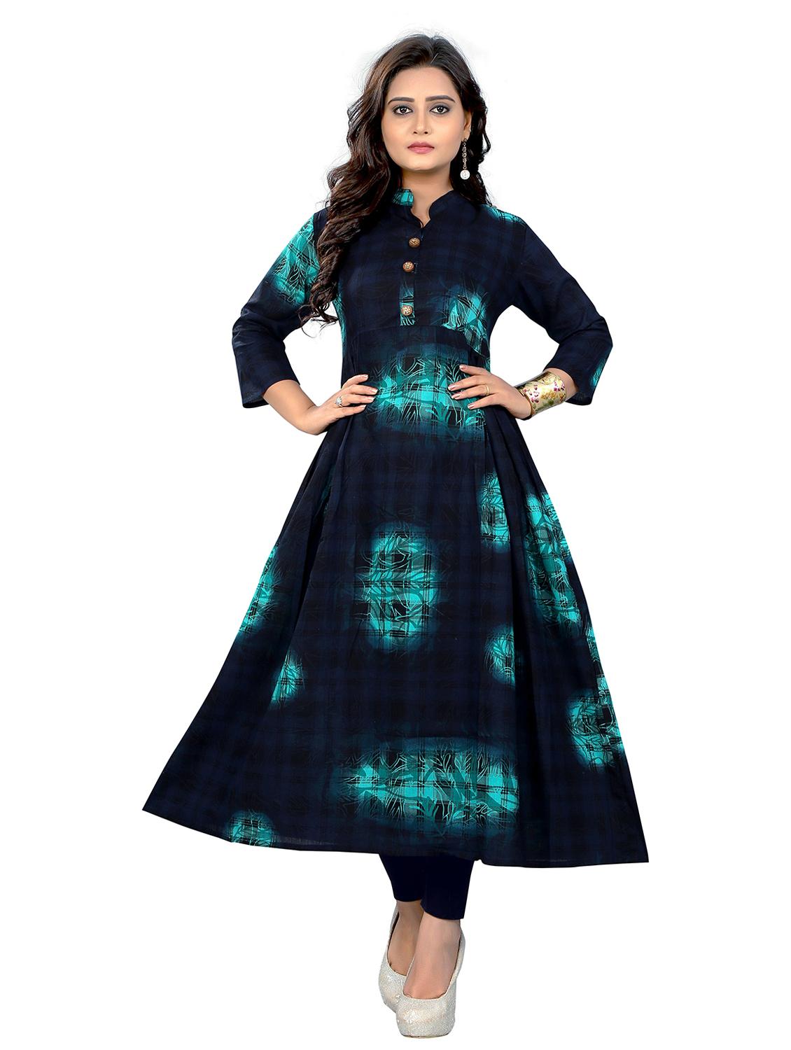printed cotton blend flared kurta - 19943370 -  Zoom Image - 0