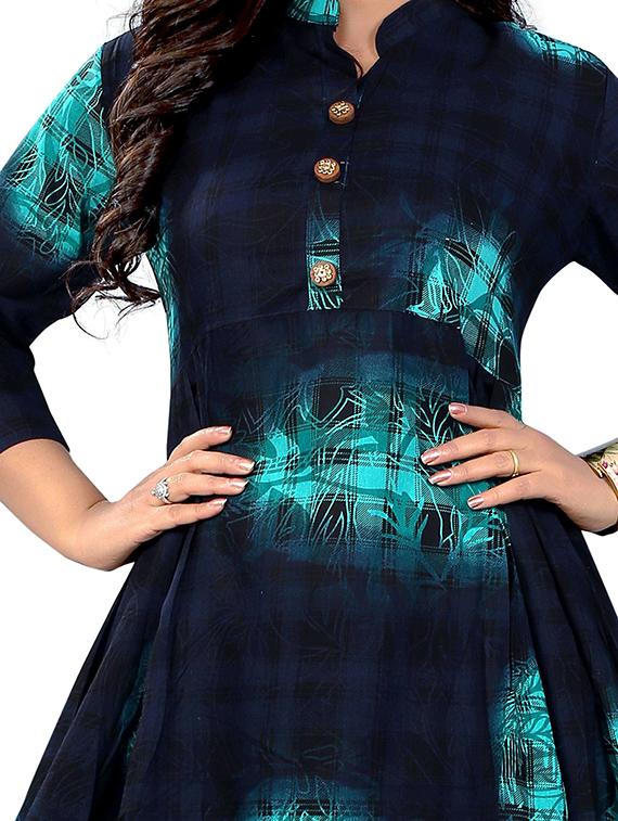 printed cotton blend flared kurta - 19943370 - Standard Image - 3