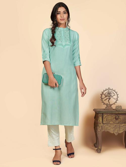 stripes cotton straight kurta - 19943372 - Standard Image - 0