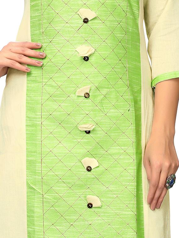 color block cotton blend straight kurta - 19943394 - Standard Image - 3