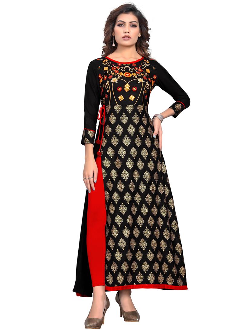 self design side slit a-line kurta - 19943434 - Zoom Image - 0