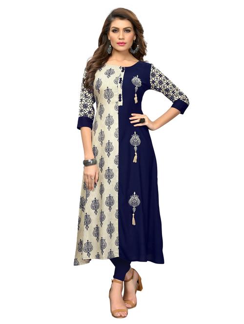 round neck printed a-line kurta - 19943449 - Standard Image - 0