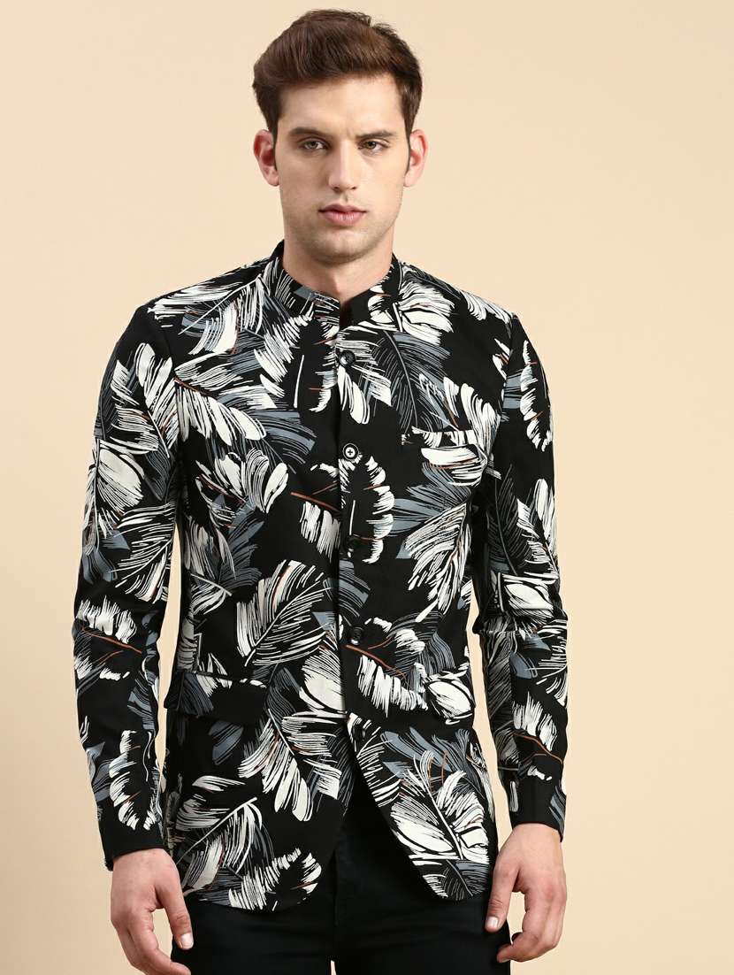 men's printed bandhgalas casual blazer