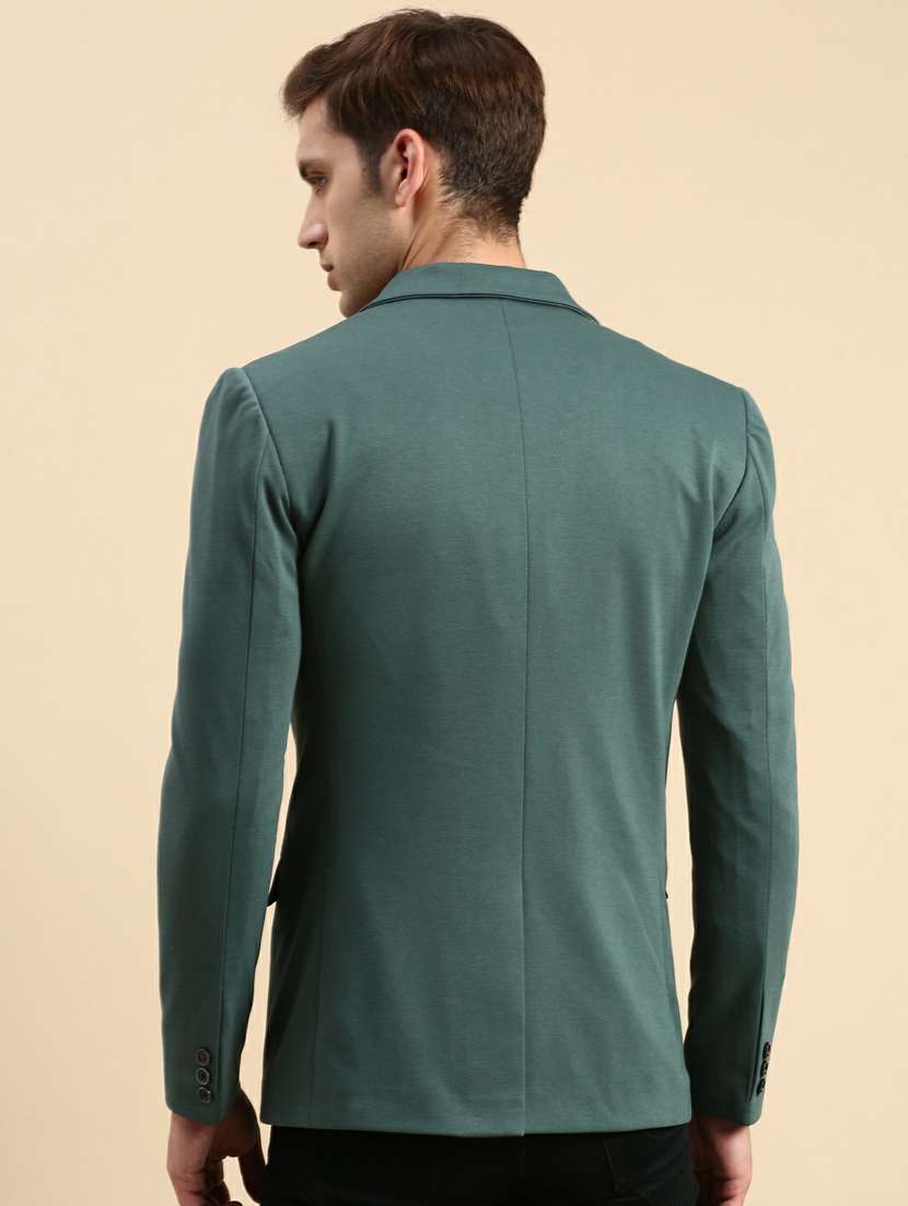 green cotton single breasted casual blazer - 19944335 -  Standard Image - 3