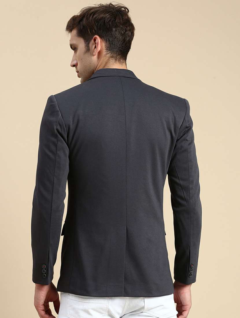 grey cotton blend single breasted casual blazer - 19944336 -  Standard Image - 3