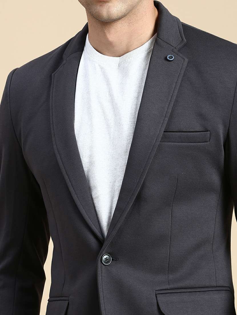 grey cotton blend single breasted casual blazer - 19944336 -  Standard Image - 5