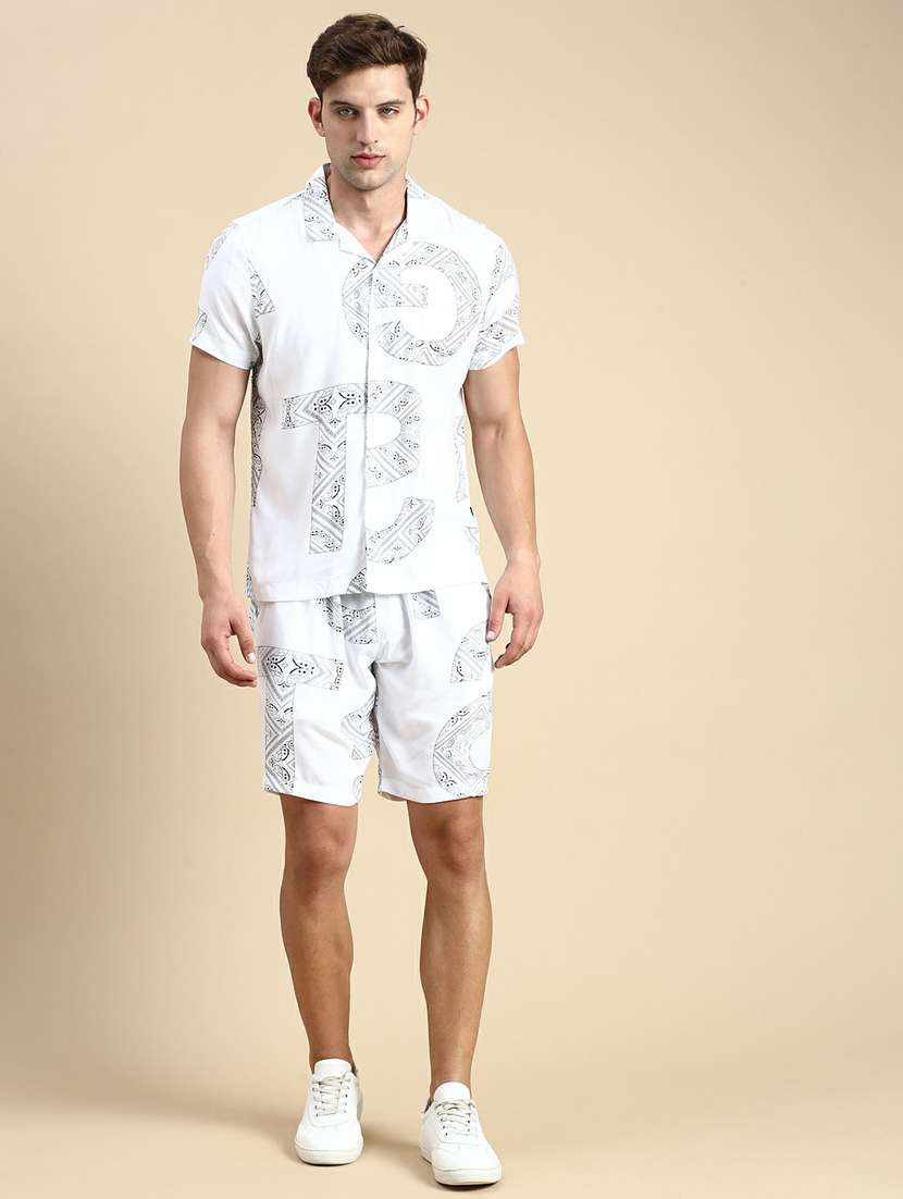 men's printed shorts co ord set