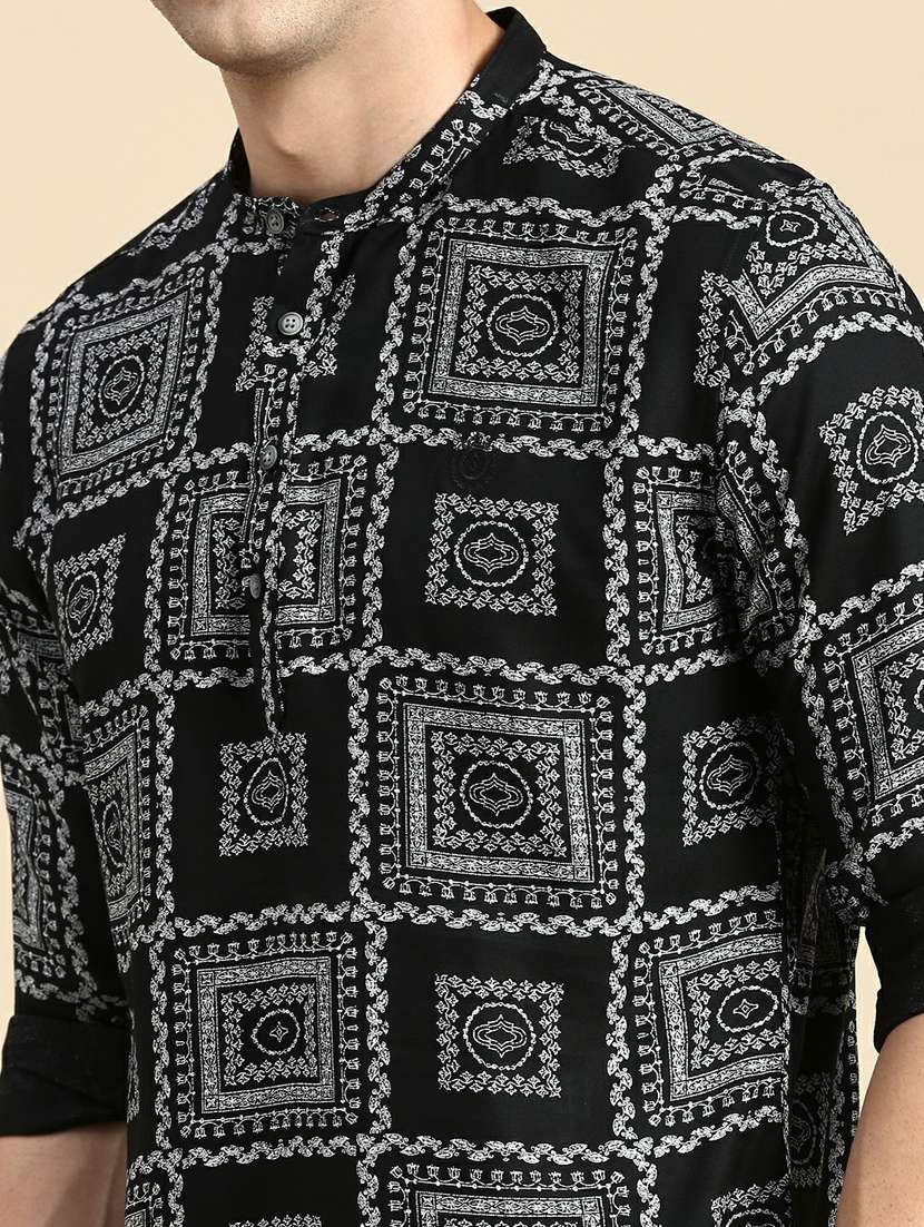 printed viscose shorts kurta - 19944458 -  Standard Image - 5