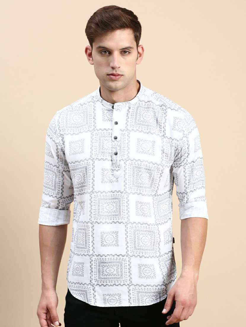mandarin neck printed medium kurta