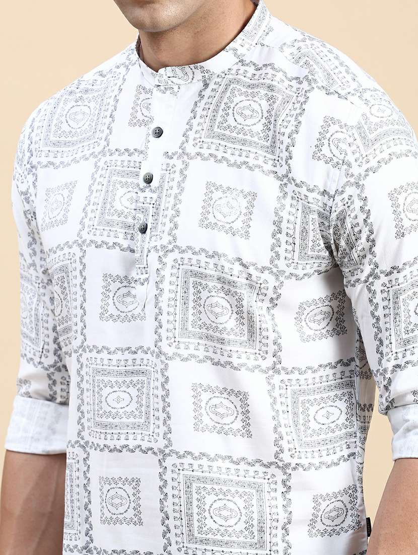 mandarin neck printed medium kurta - 19944469 -  Standard Image - 5
