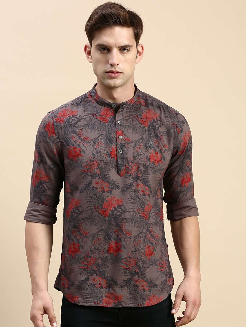 mandarin neck printed medium kurta