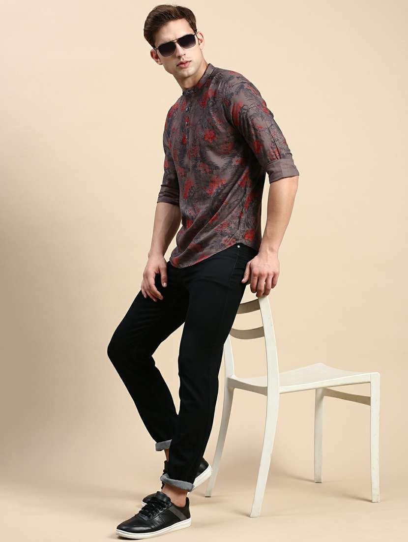 mandarin neck printed medium kurta - 19944470 -  Standard Image - 3