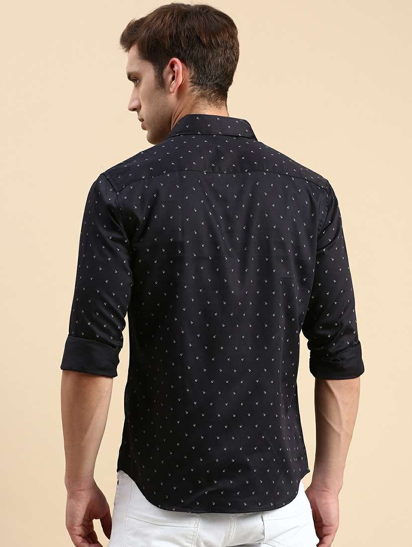 mens micro print casual shirt - 19944538 - Standard Image - 3