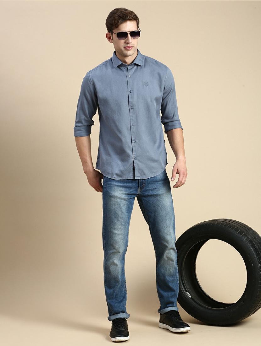 blue cotton casual shirt - 19944569 - Standard Image - 3