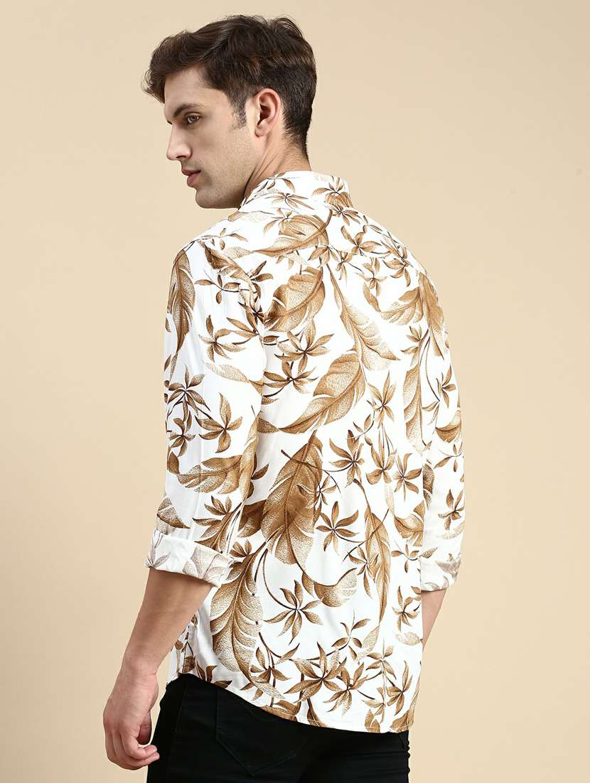 mens leaf print casual shirt - 19944573 -  Standard Image - 3
