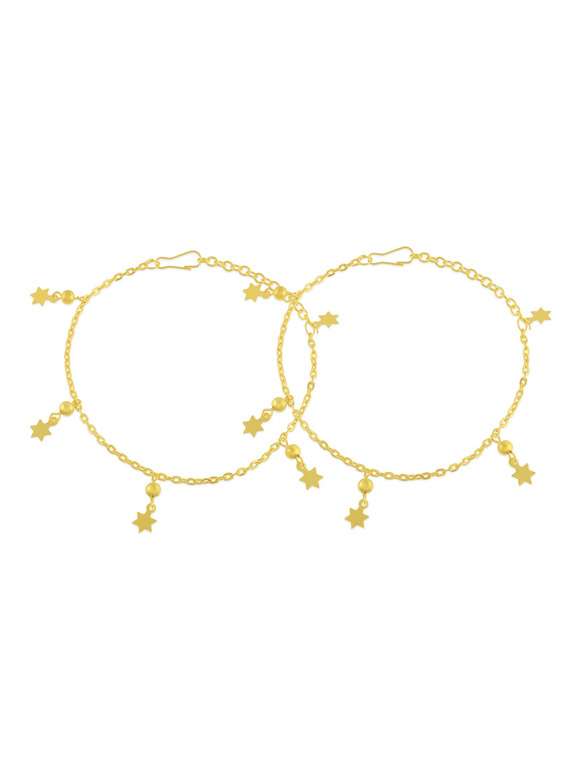 brass gold plated star charm anklet 
