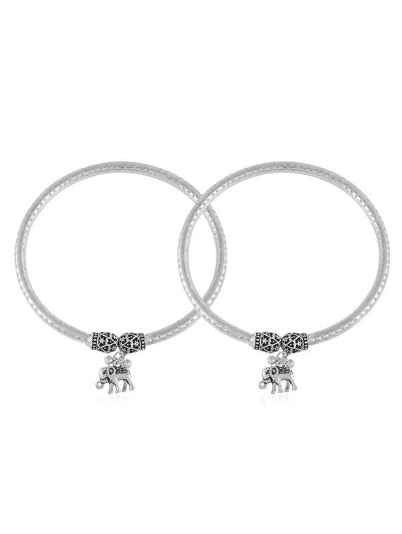 silver plated brass foot kada anklet 