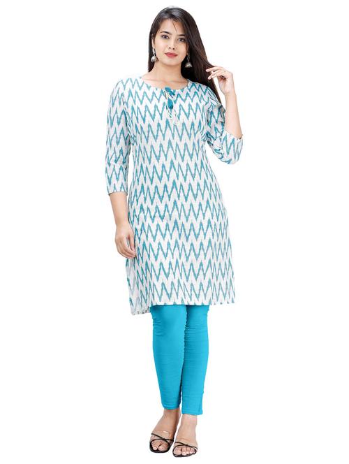 blue cotton blend a-line kurta - 19944769 -  Standard Image - 0