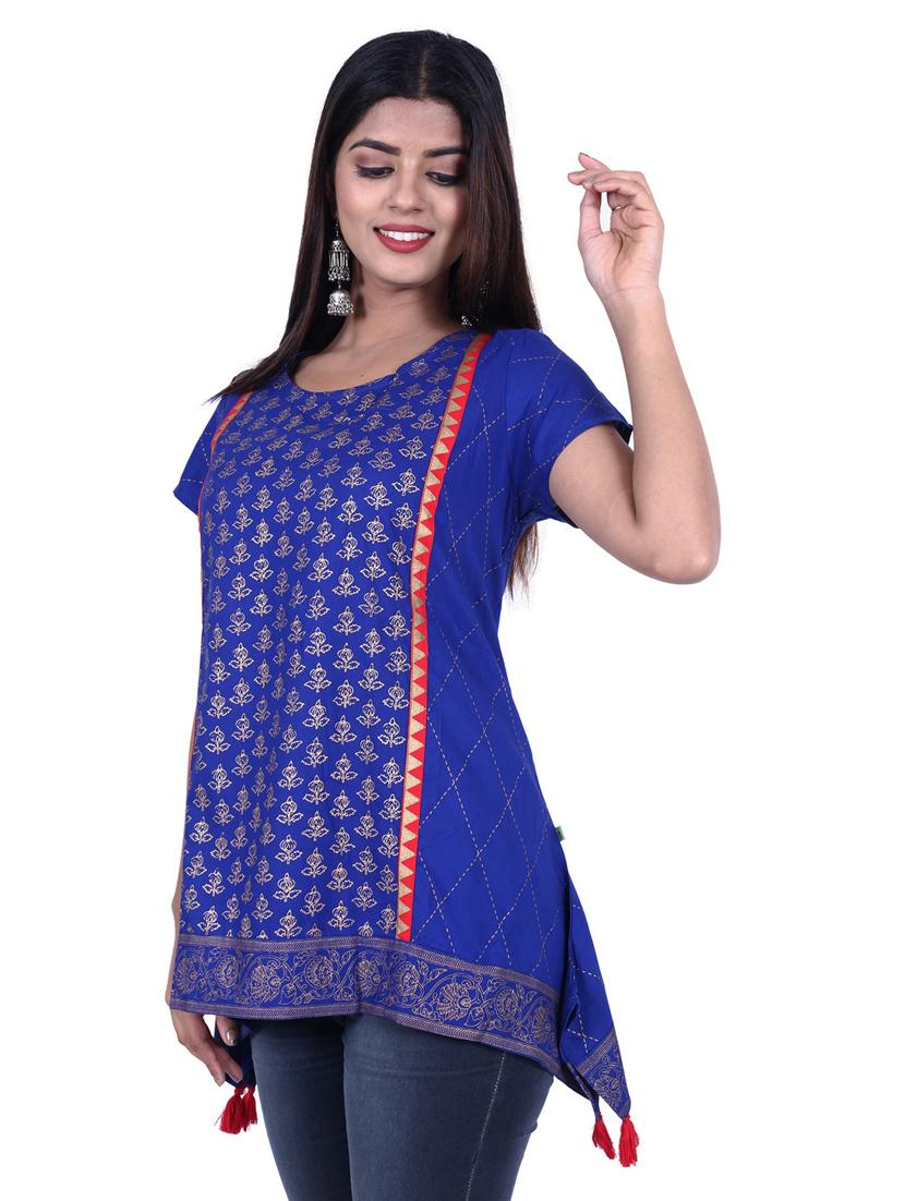 round neck printed regular tunic - 19944821 -  Zoom Image - 0