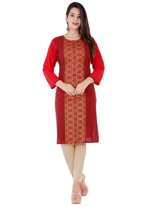 round neck printed straight kurta - 19944828 - Standard Image - 0