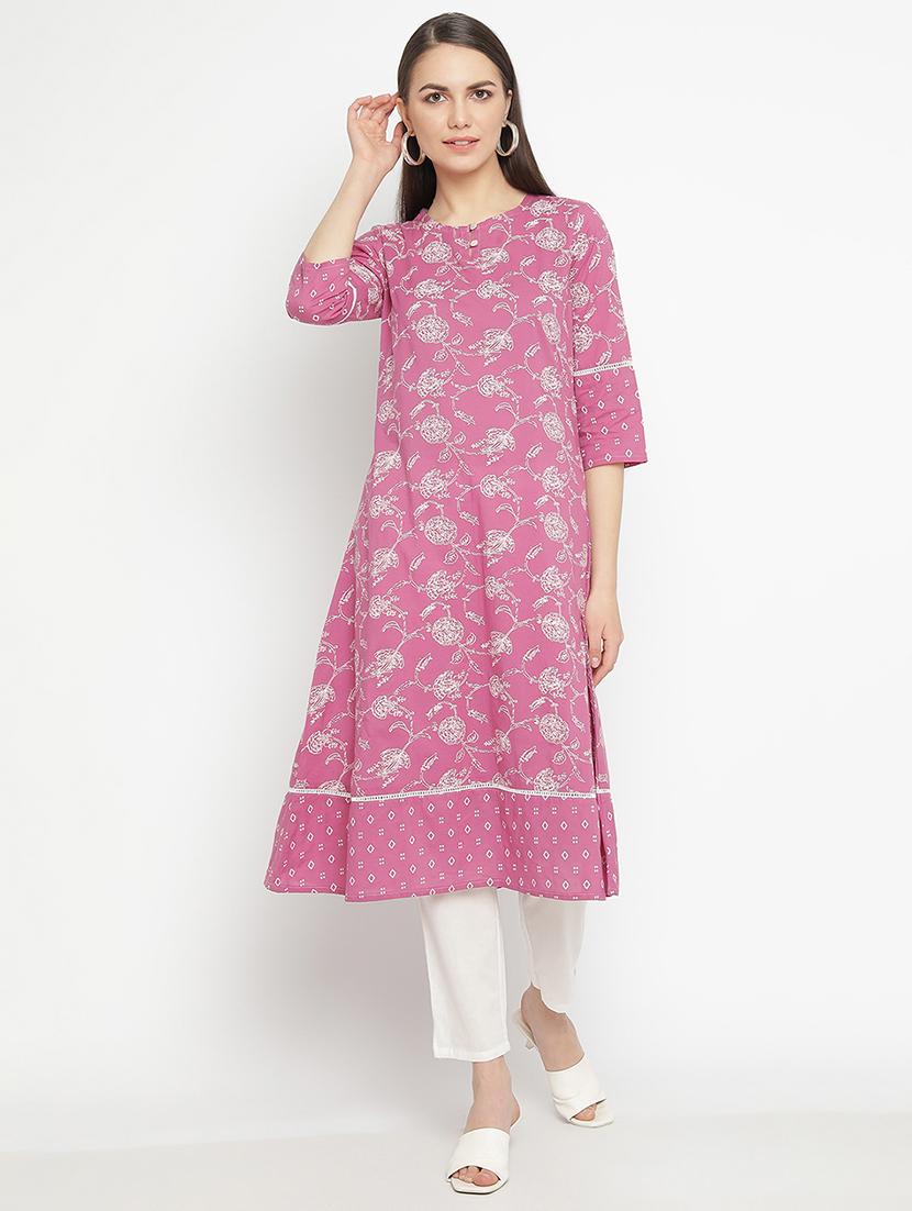 embroidered rayon kurta pant set - 19945293 -  Zoom Image - 0