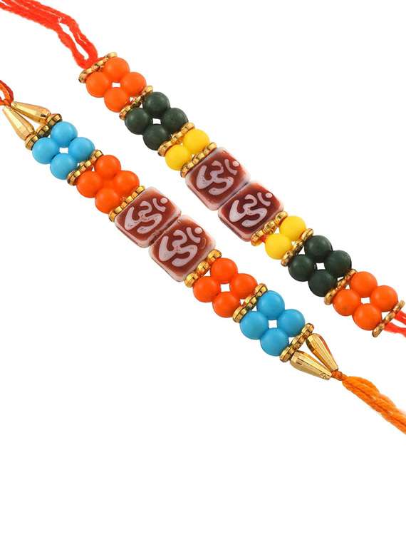 multi colored beads detailed rakhi set