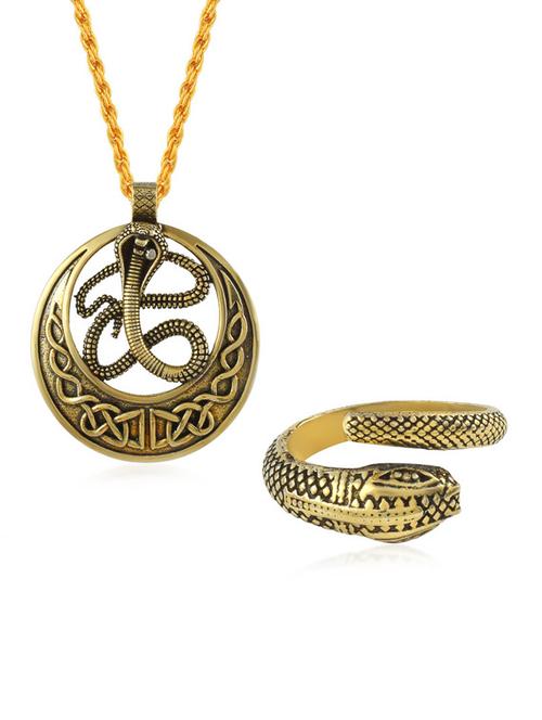 gold plated pendant and finger ring combo - 19945350 - Standard Image - 0