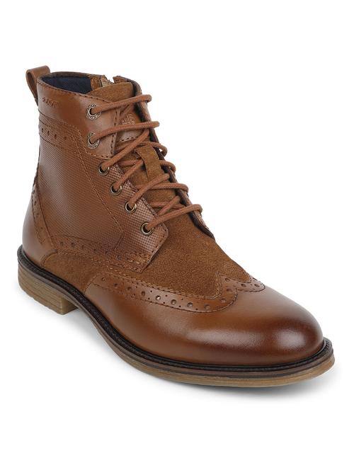 tan leather lace up boots - 19945375 - Standard Image - 0