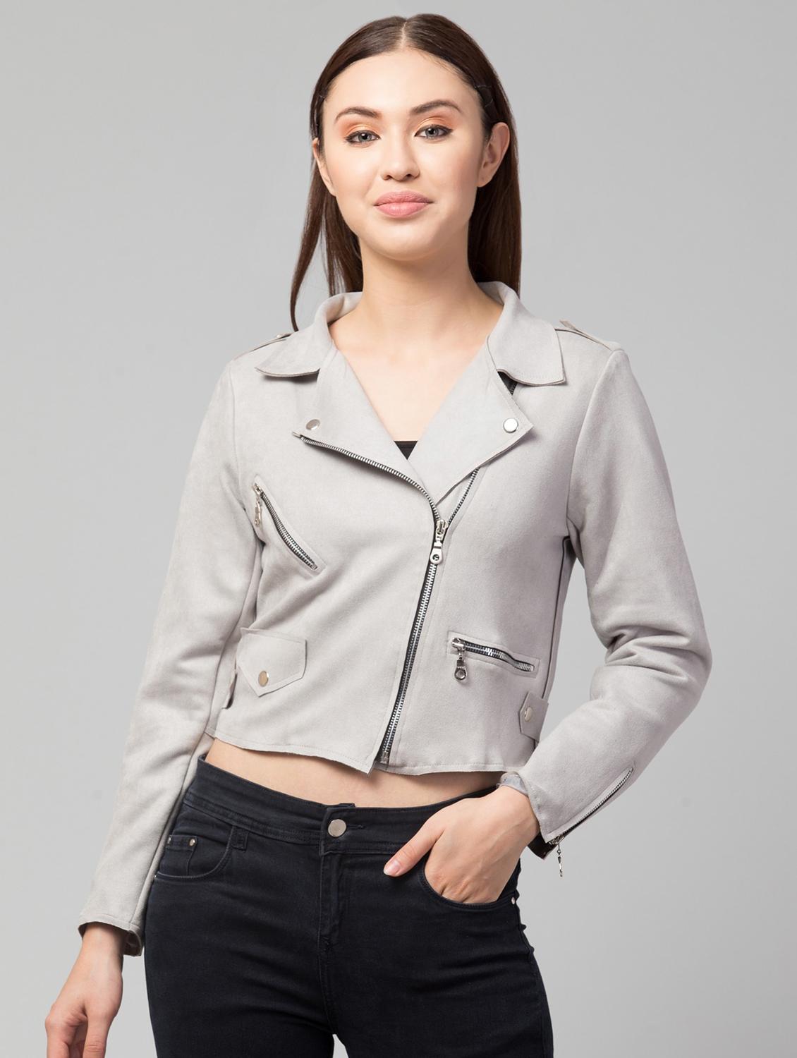 zipper solid green regular jacket - 19945465 - Zoom Image - 0